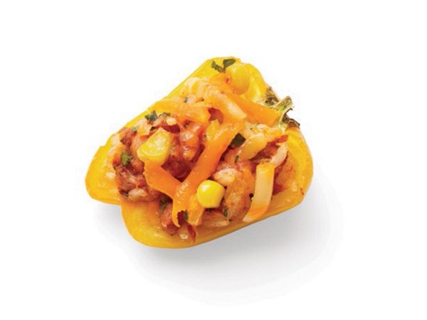 Chorizo-rice stuffed baby bell peppers 