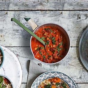 Chorizo, sausage, fennel and chickpea soup