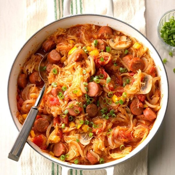 Chorizo spaghetti squash skillet