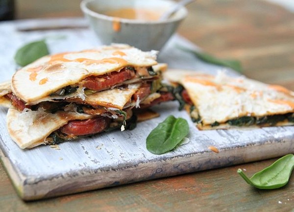 Chorizo, spinach and Le Gruyère AOP quesadillas