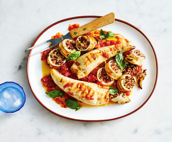 Chorizo-stuffed cuttlefish in Provençal sauce