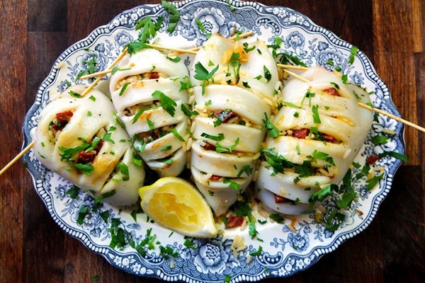  Chorizo-stuffed squid
