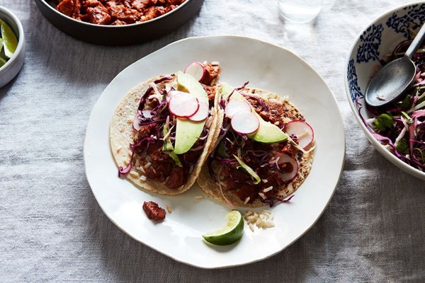 Chorizo-style seitan tacos