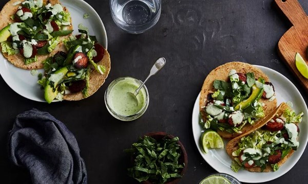Chorizo tacos with slaw and avocado