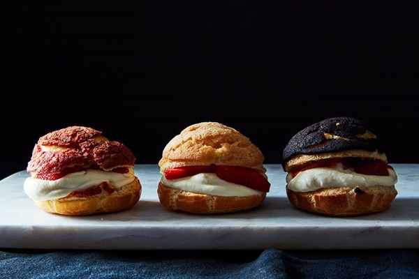 Choux au craquelin (crisp, cookie-covered cream puffs)