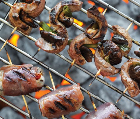 Chris Lilly's flank steak and shiitake yakitori