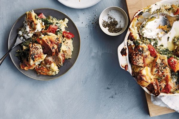 Chrissy Teigen's everything bagel cream cheese breakfast bake