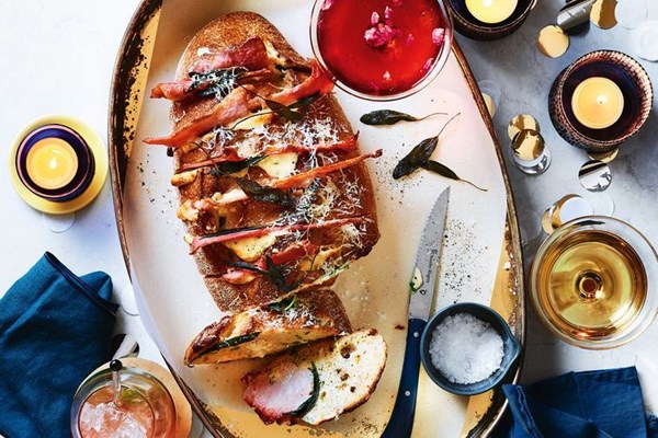 Christmas ham and cheese bread