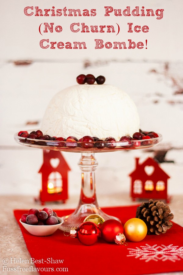 Christmas pudding (no churn) ice cream bombe