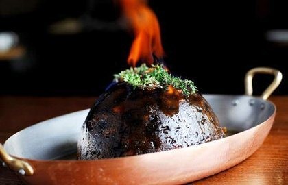 Christmas pudding with brandy butter