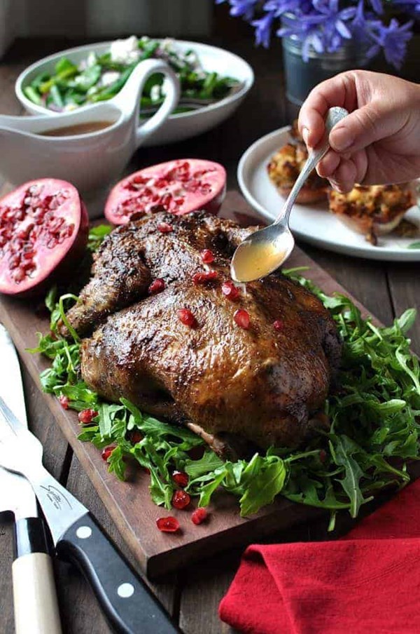 Christmas roast duck with apple cider drizzle 