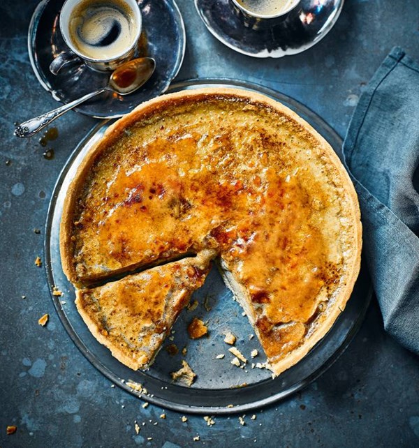 Christmas-spice crème brûlée tart