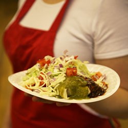 Christmas-style machaca burrito