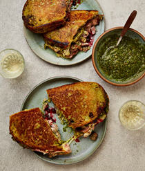 Christmas toastie with coriander salsa