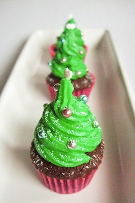 Christmas tree cupcakes