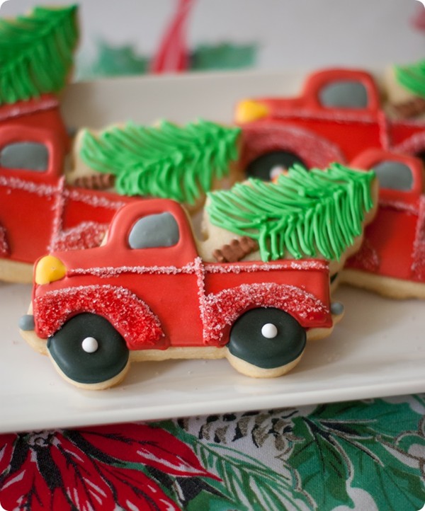 Christmas tree truck cookies
