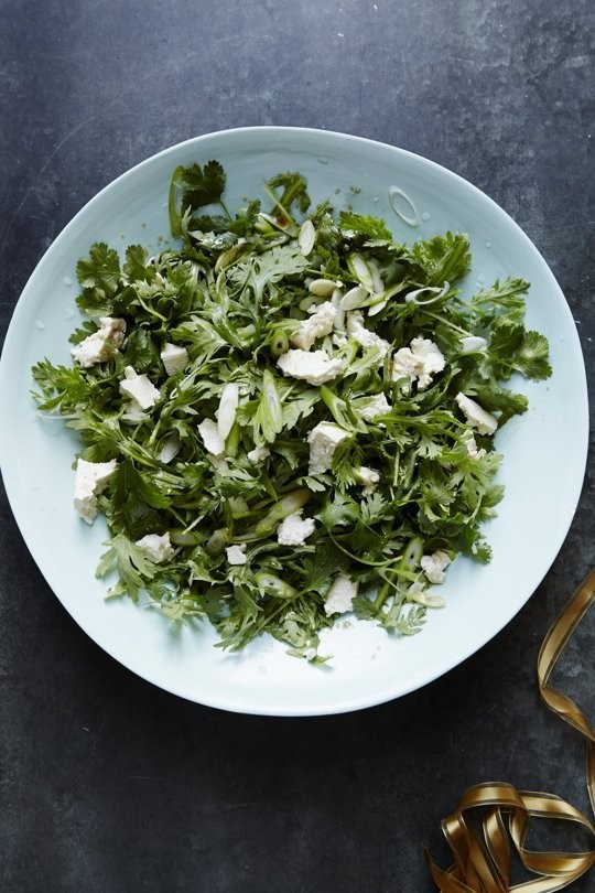 Chrysanthemum and tofu salad (Ma lan tou)
