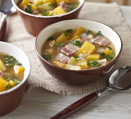 Chunky bacon, swede and parsley broth