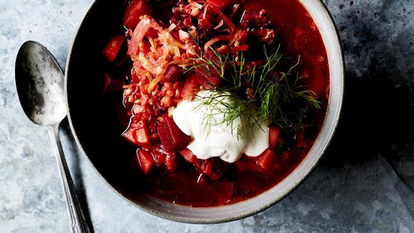 Chunky beetroot & vegetable soup