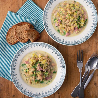 Chunky ham, white bean and leek casserole