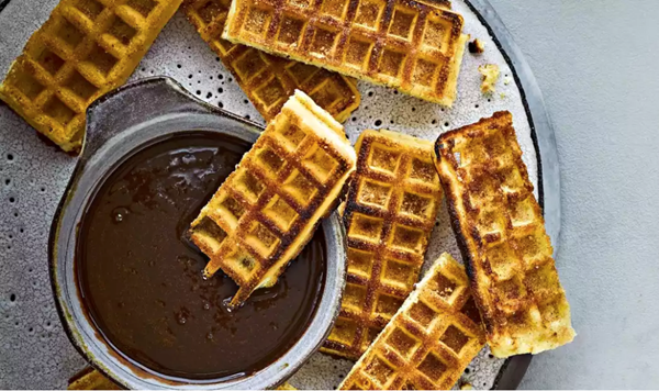 Churro waffle fingers with dipping sauce