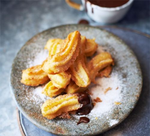 Churros with chocolate dipping sauce