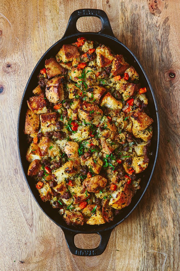 Ciabatta and sausage stuffing