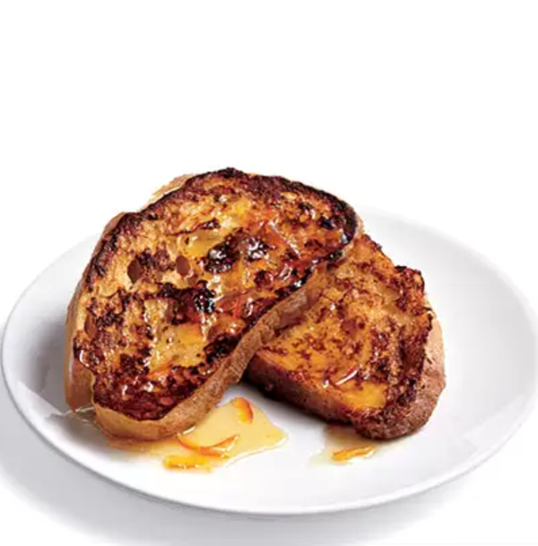Ciabatta French toast with orange marmalade drizzle