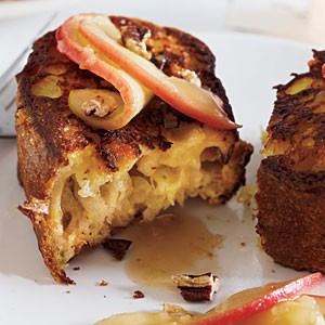 Ciabatta French toast with warm apple maple syrup