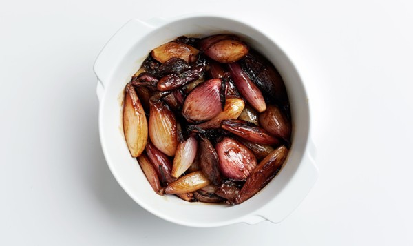 Cider-and-bourbon glazed shallots