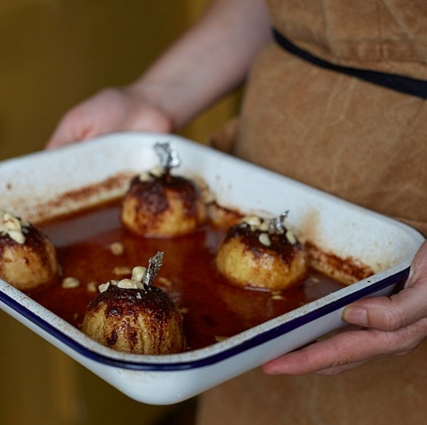 Cider baked apples with cinnamon sugar