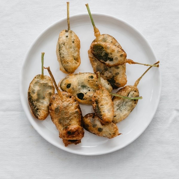 Cider-battered sage leaves