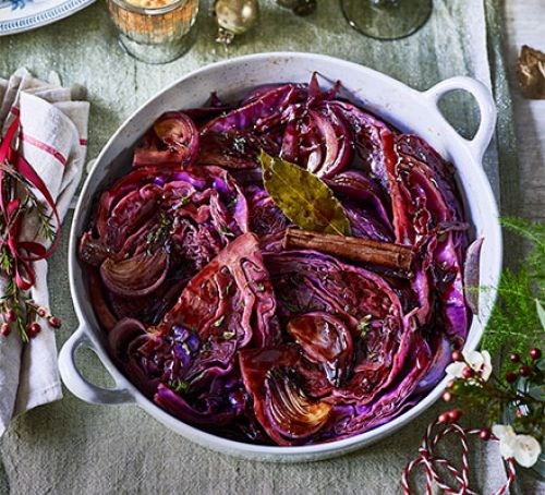 Cider-braised cabbage wedges