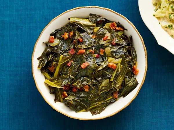 Cider-braised collard greens