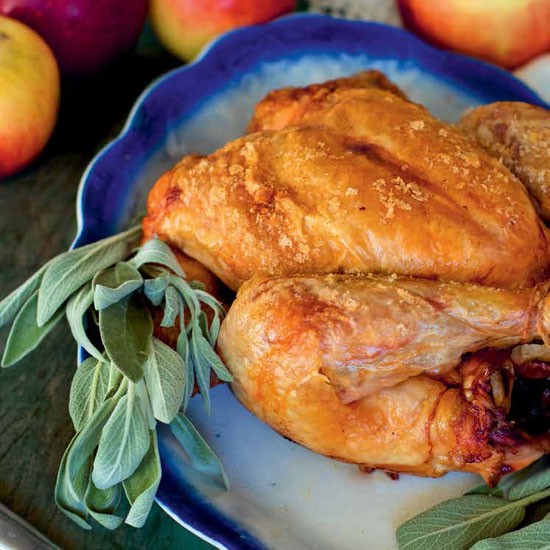 Cider-brined slow-roasted chicken