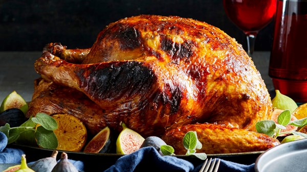 Cider-brined turkey with apple butter and sage