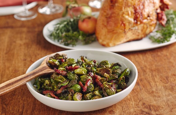 Cider-glazed Brussels sprouts and bacon