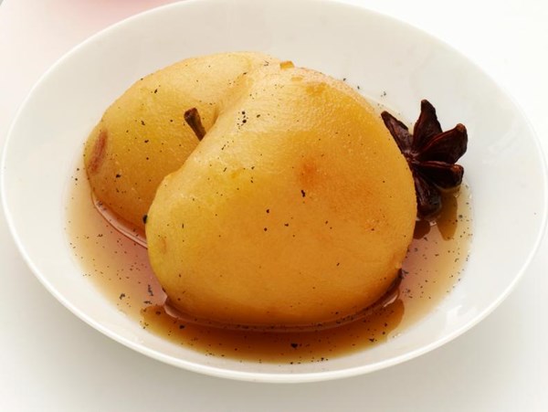 Cider-poached apples