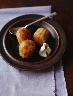 Cider-soaked babas with cinnamon Chantilly cream