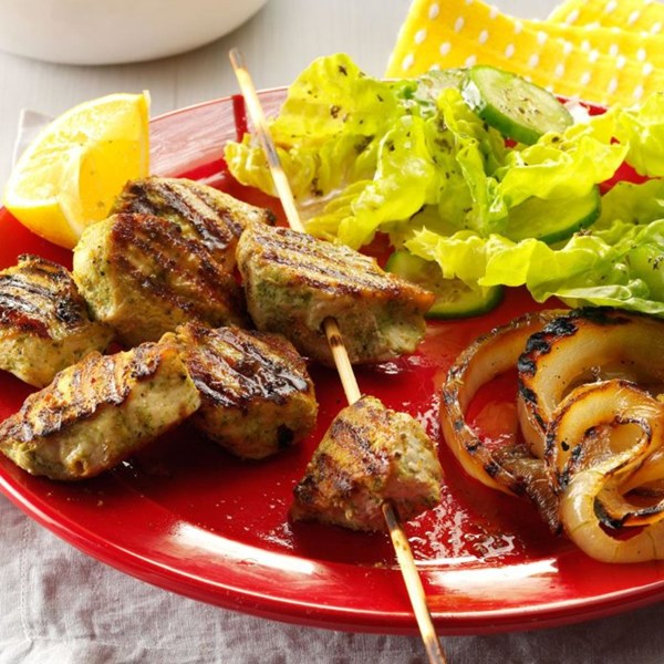 Cilantro & lemon marinated chicken kabobs