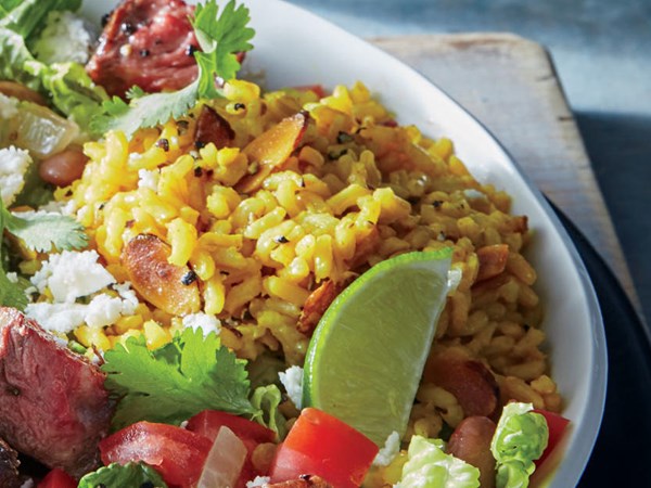 Cilantro and almond pilaf