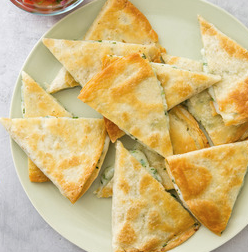 Cilantro and scallion quesadillas for a crowd