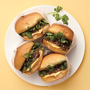 Cilantro burgers with Sriracha mayo