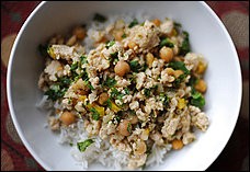 Cilantro chicken and chickpea 'chili'