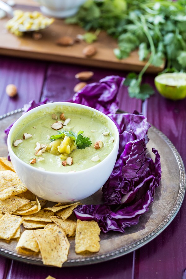 Cilantro chile almond dip