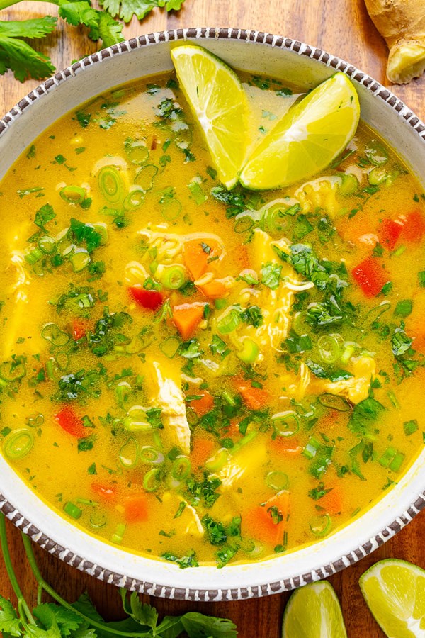 Cilantro lime chicken and rice soup