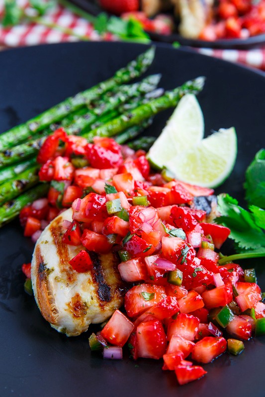 Cilantro lime grilled chicken with strawberry salsa