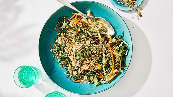 Cilantro-lime kale slaw with seeds