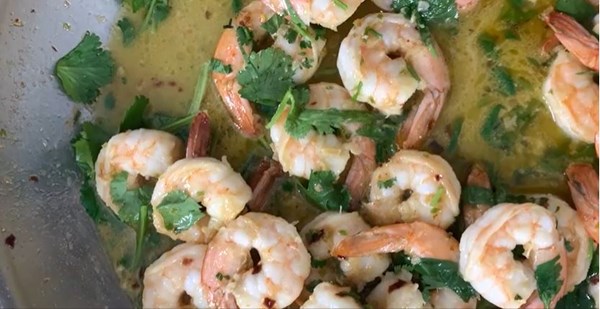 Cilantro-lime shrimp scampi