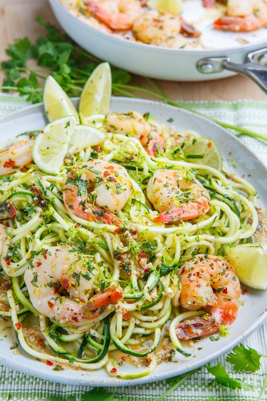 Cilantro lime shrimp scampi with zucchini noodles